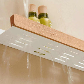 Estante de madera para baño con rejillas