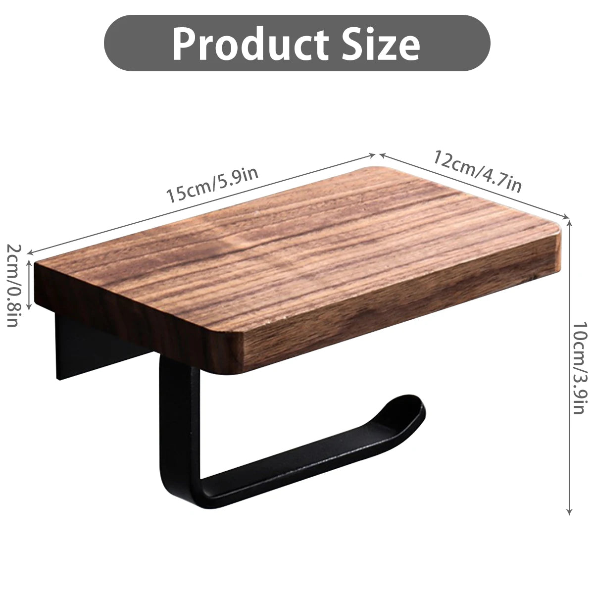 Soporte papel higiénico con estante de madera - Milán